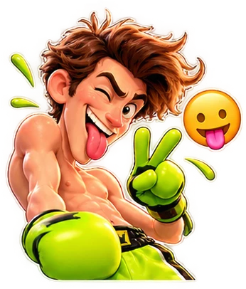 SlimKing boxer winking with a peace sign